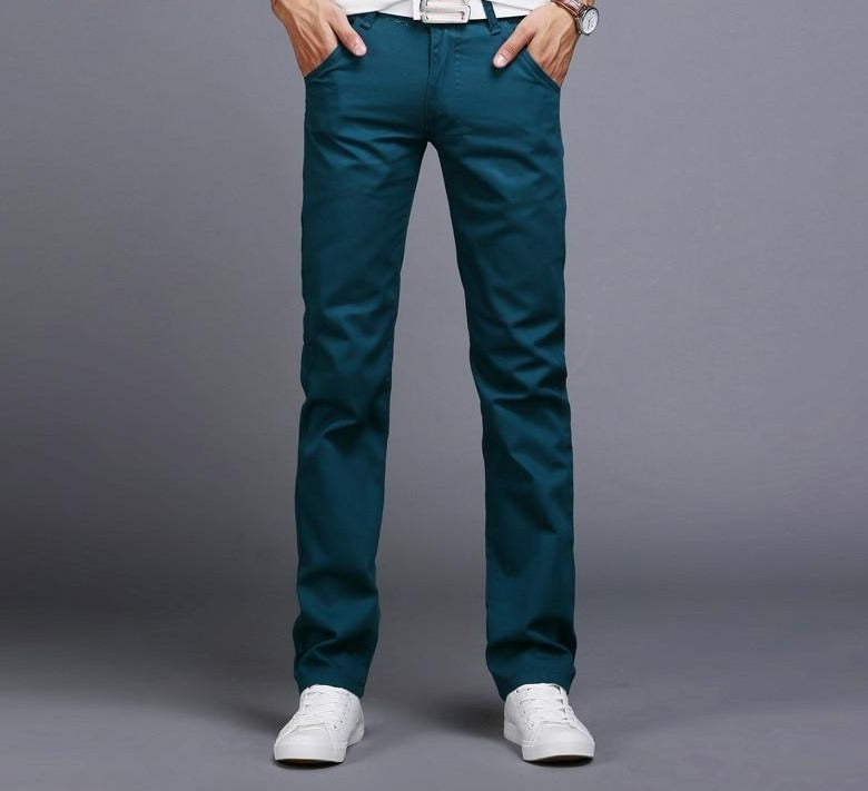 Slim Fit Chinos Fashion Trousers - Men's Pants