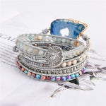 Load image into Gallery viewer, Boho Natural Stone Bracelet w/ 5 Charm Strand Wraps
