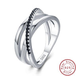 Load image into Gallery viewer, Sterling Silver Fine Jewelry -  Row Black Spinel Ring for Women
