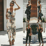 Load image into Gallery viewer, Women&#39;s Floral Side Split &amp; Ankle Strap Pant Romper
