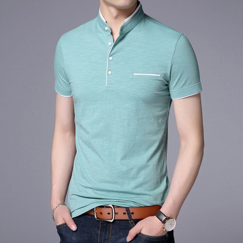 Men's Straight Collar Polo Short Sleeve T-Shirt