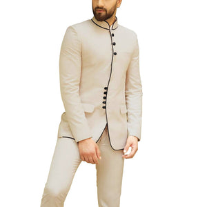 Classic Mandarin Collar 2pc Men's Suit Set