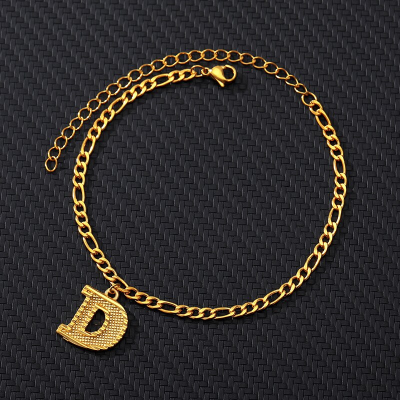 Gold Plated Initial Letter (A-Z) Anklets For Women