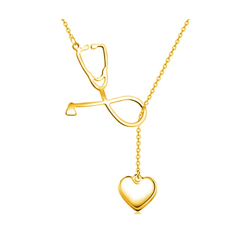 Stethoscope Heart Pendant Necklace for Women - Trendy Medical Jewelry