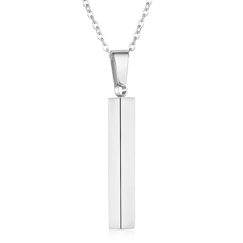 Personalisable Unisex Square Bar Custom Necklace - 3 Colors & Multi-sided Imprints