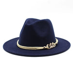 Load image into Gallery viewer, Stylish Fedora Hat with Golden Ornament Strap - Men&#39;s Hat
