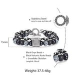 Load image into Gallery viewer, Natural Map Stone w/ Stainless Steel Men&#39;s Beaded Bracelet
