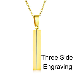 Personalisable Unisex Square Bar Custom Necklace - 3 Colors & Multi-sided Imprints