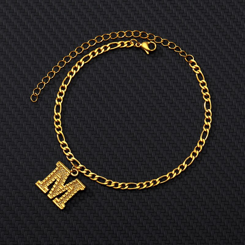 Gold Plated Initial Letter (A-Z) Anklets For Women