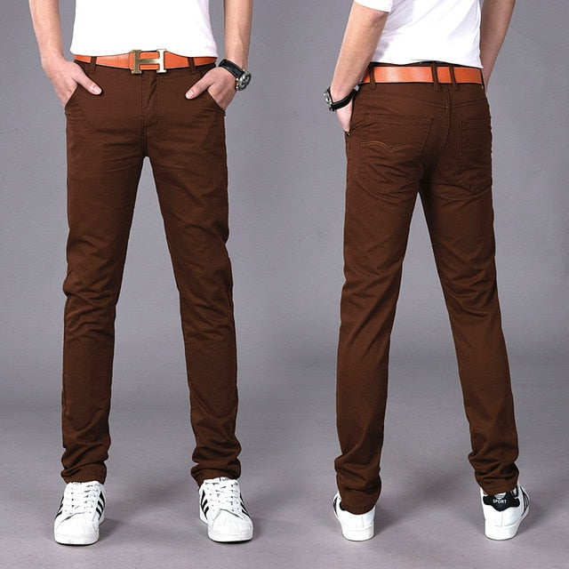 Slim Fit Chinos Fashion Trousers - Men's Pants