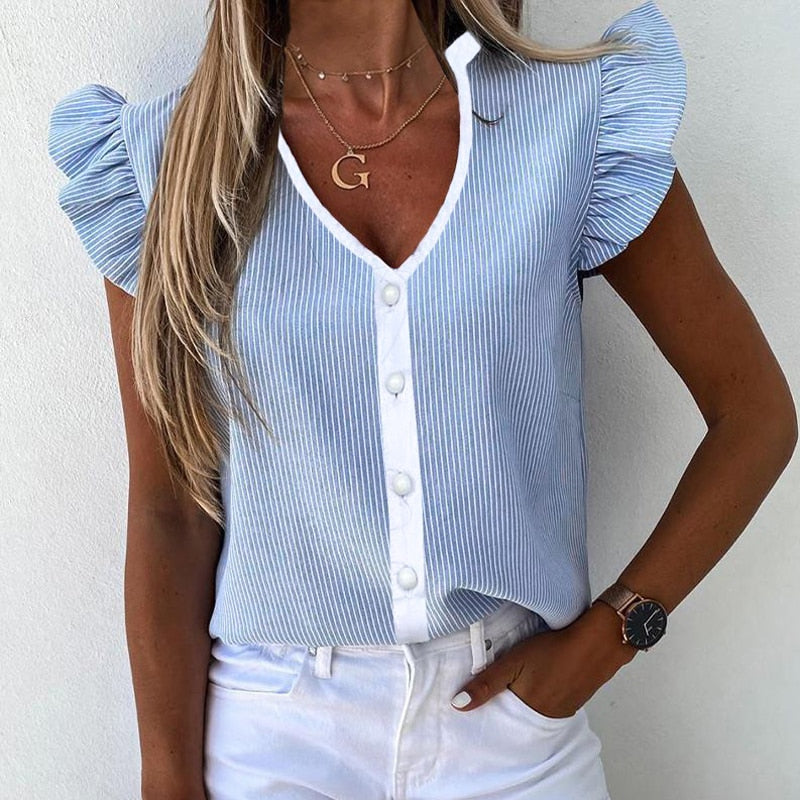 Elegant Ruffle Blouse - Women's Shirt