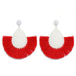 Load image into Gallery viewer, Fan Shaped Fashion Bohemian Big Tassel Drop Earrings w/ Hollow Gold Circle
