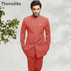 Styled Custom Made 2 Pcs Men O-neck Suit