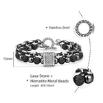 Load image into Gallery viewer, Natural Map Stone w/ Stainless Steel Men&#39;s Beaded Bracelet
