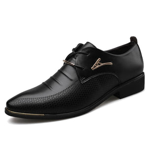 Bold Men's Leather Lace Up Shoes - Elegant Oxford