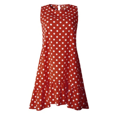 Mini Polka Dot Dress - Women's Pleated Dress