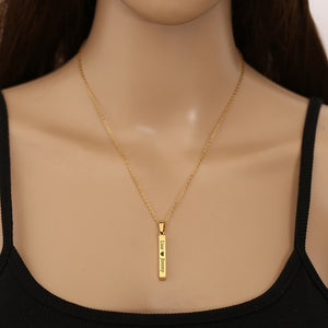 Personalisable Unisex Square Bar Custom Necklace - 3 Colors & Multi-sided Imprints