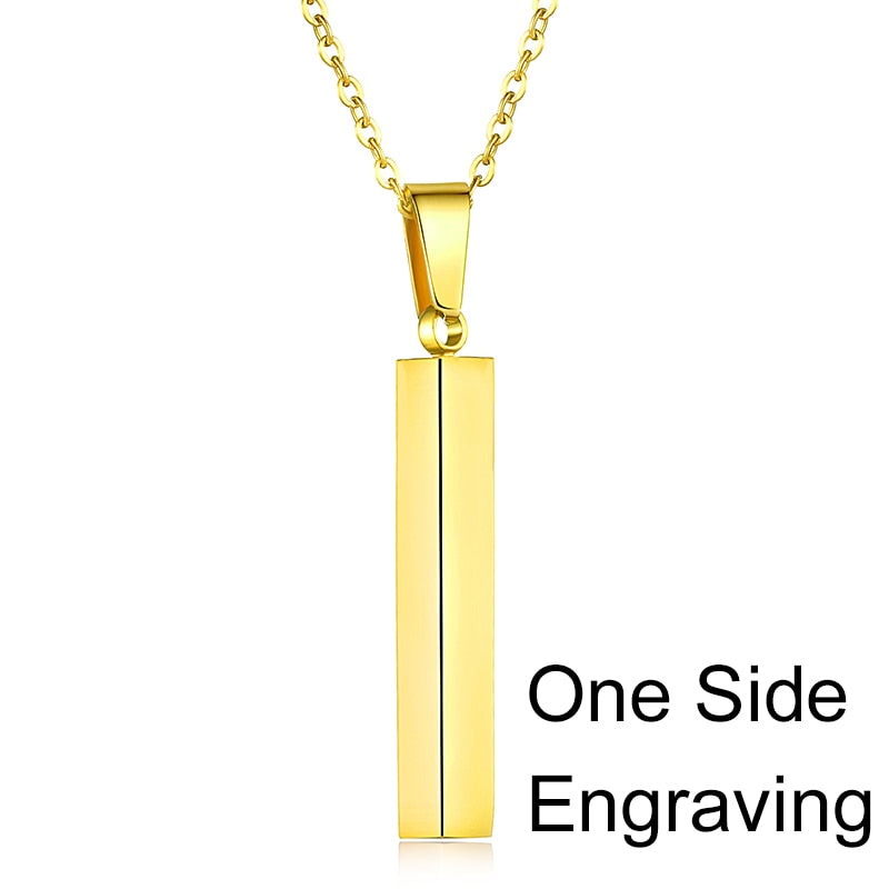 Personalisable Unisex Square Bar Custom Necklace - 3 Colors & Multi-sided Imprints