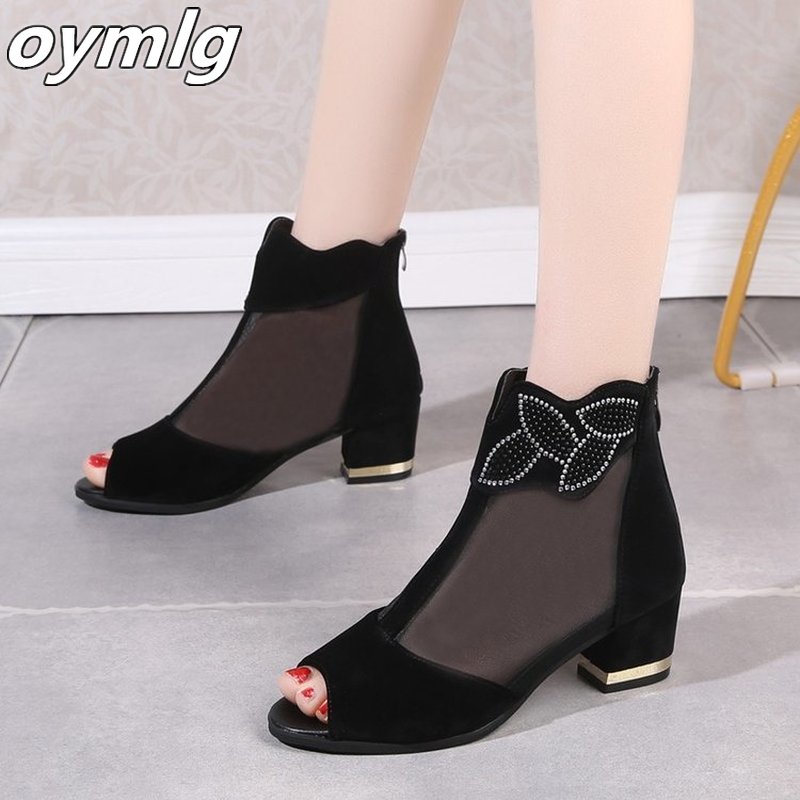 Sexy Summer Mesh Peep Toe Women's Heels