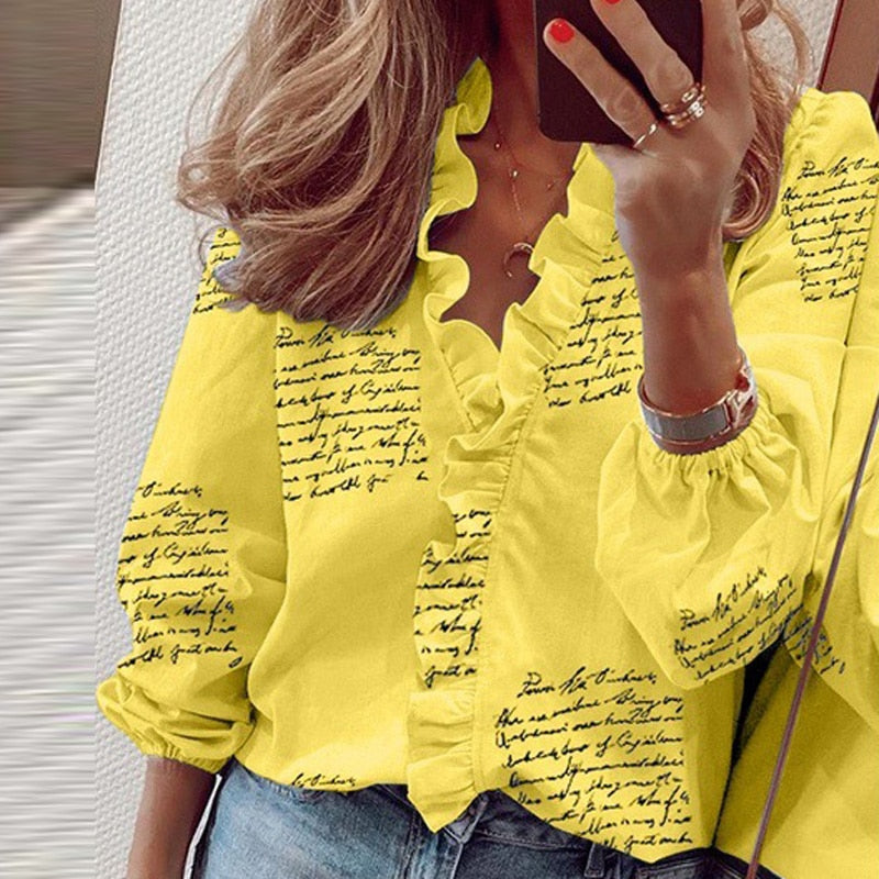 Elegant Ruffle Blouse - Women's Fashion Shirts