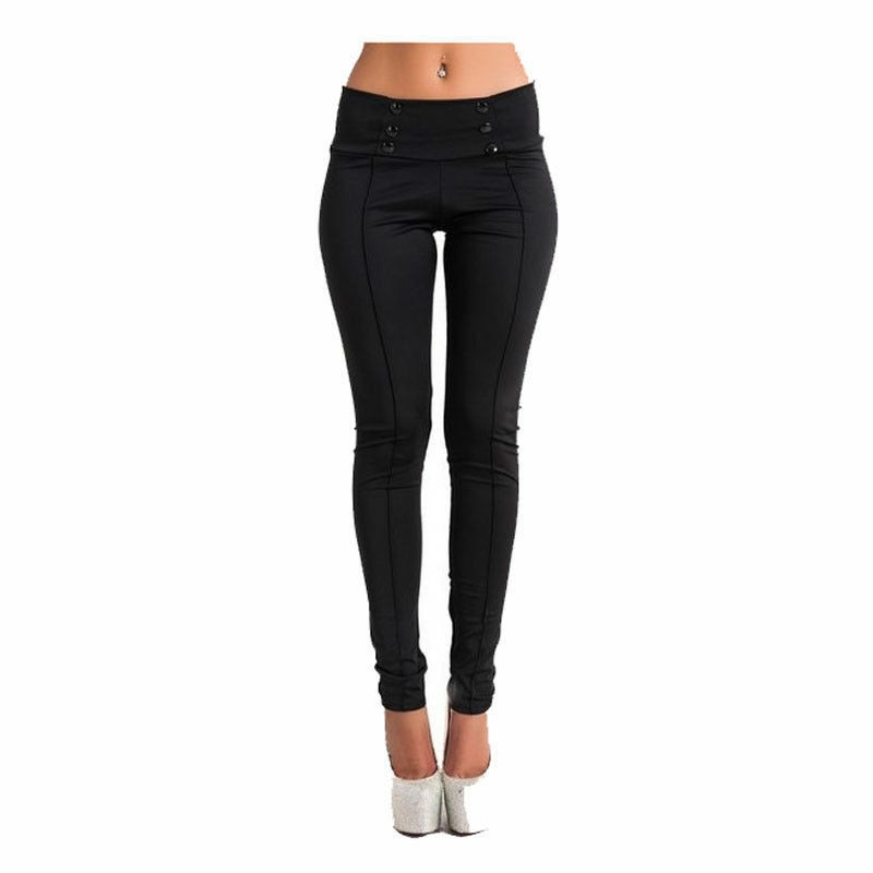 Women's Sexy Solid Bandage Button Long Pants