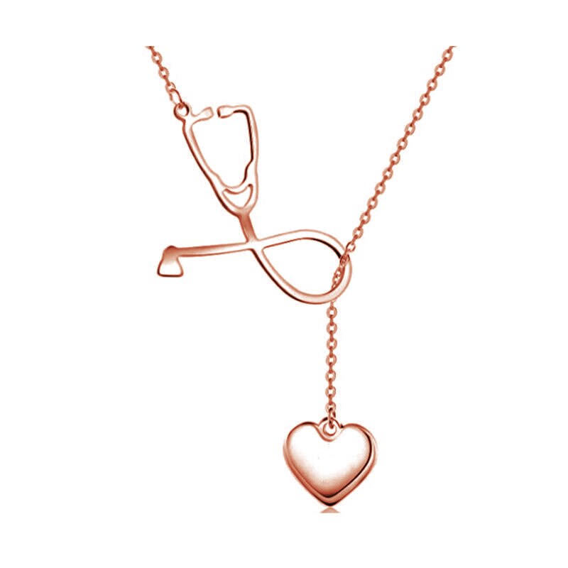 Stethoscope Heart Pendant Necklace for Women - Trendy Medical Jewelry