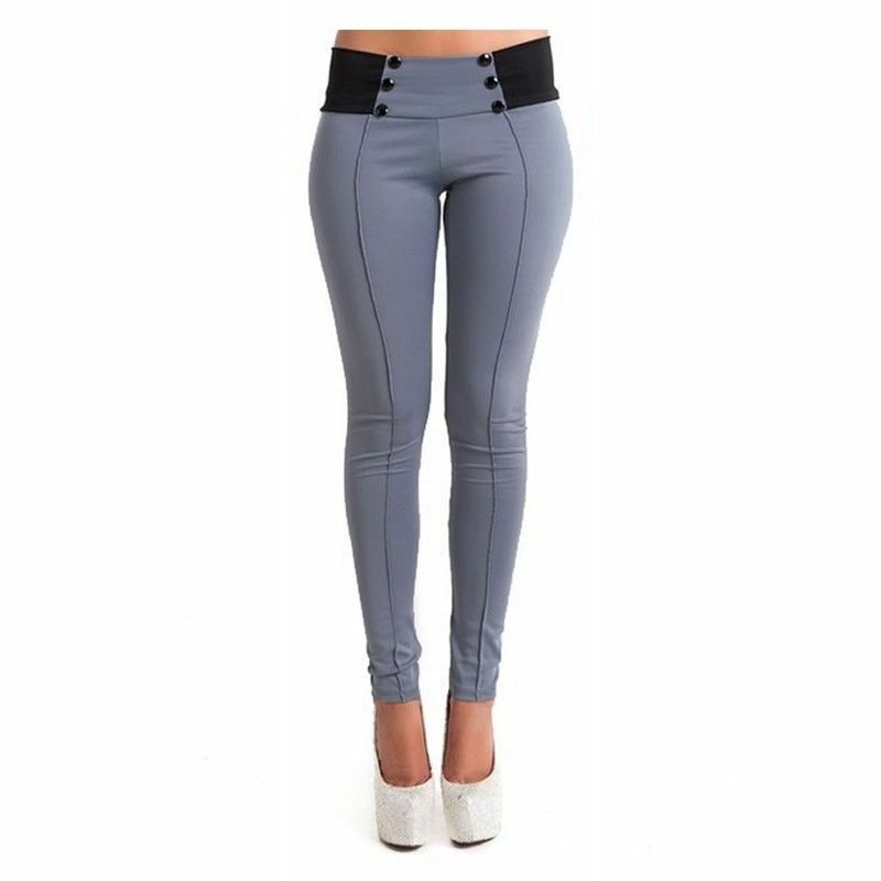 Women's Sexy Solid Bandage Button Long Pants