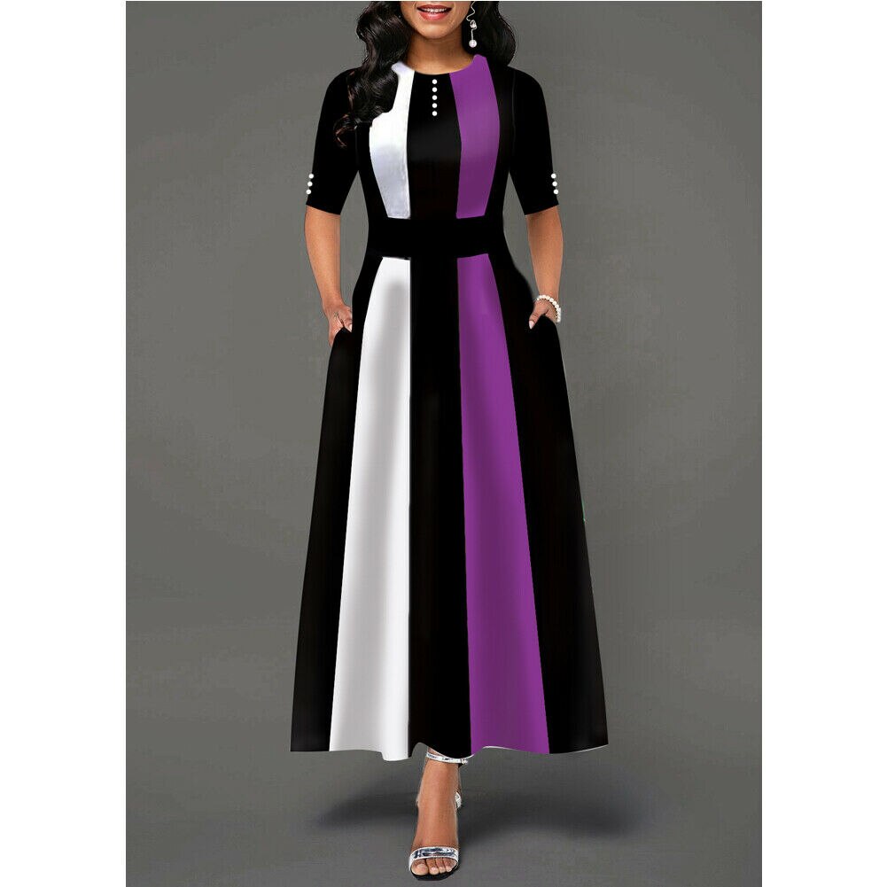 Plus Size Women's Swing Mid-Sleeve Dresses