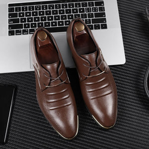 Bold Men's Leather Lace Up Shoes - Elegant Oxford