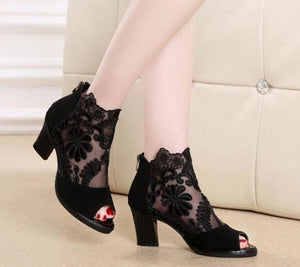 Sexy Summer Mesh Peep Toe Women's Heels