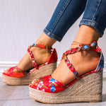 Load image into Gallery viewer, Multi-Color Flowery Patterned Wedges
