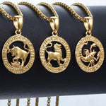 Load image into Gallery viewer, 12 Horoscope Zodiac Sign Gold Pendant Necklace - 12 Constellations Jewelry
