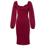 Load image into Gallery viewer, Puffed Sleeved Classy Dress - Women&#39;s Midi Dress
