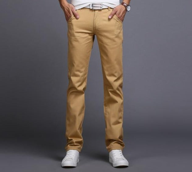 Slim Fit Chinos Fashion Trousers - Men's Pants