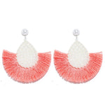 Load image into Gallery viewer, Fan Shaped Fashion Bohemian Big Tassel Drop Earrings w/ Hollow Gold Circle
