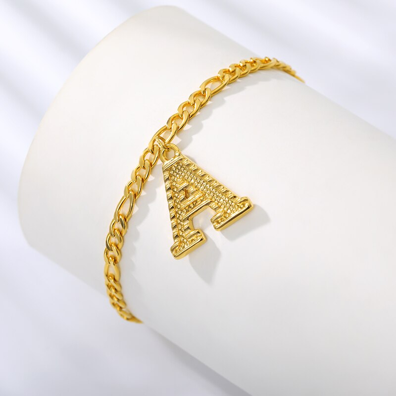 Gold Plated Initial Letter (A-Z) Anklets For Women