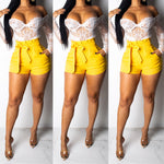 Load image into Gallery viewer, Women&#39;s High Waist Thick Thigh Shorts - Bow Tie Belt Shorts
