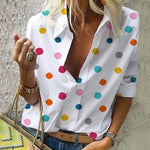 Load image into Gallery viewer, Polka Print Blouses - Women&#39;s Slim Fit Shirts
