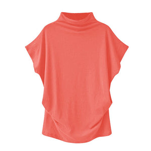 Women's Casual Turtleneck Short Sleeve Shirt