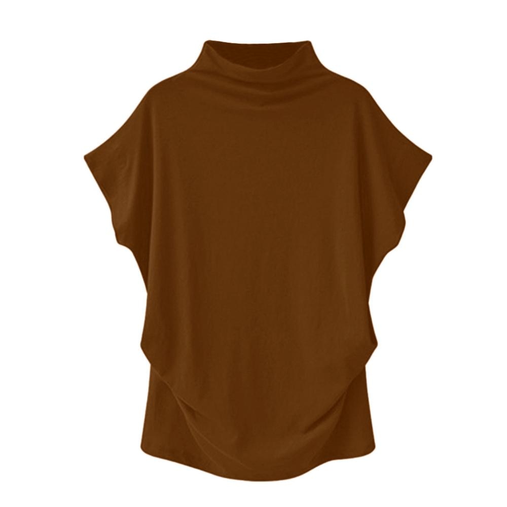 Women's Casual Turtleneck Short Sleeve Shirt