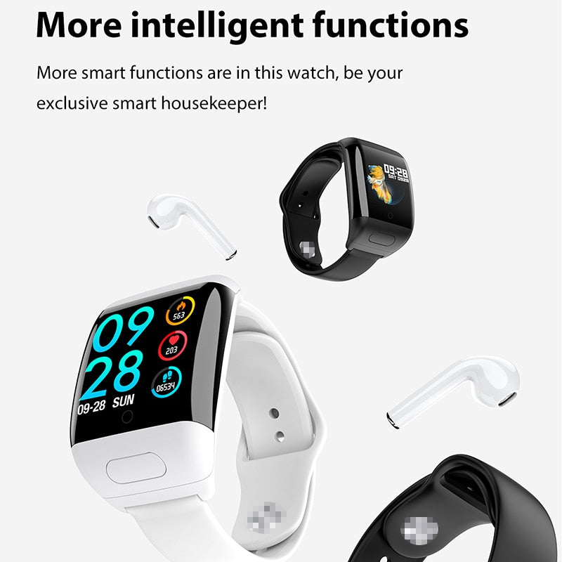 Smart Watch With Bluetooth Wireless Earphone Smart Wristband Men Women