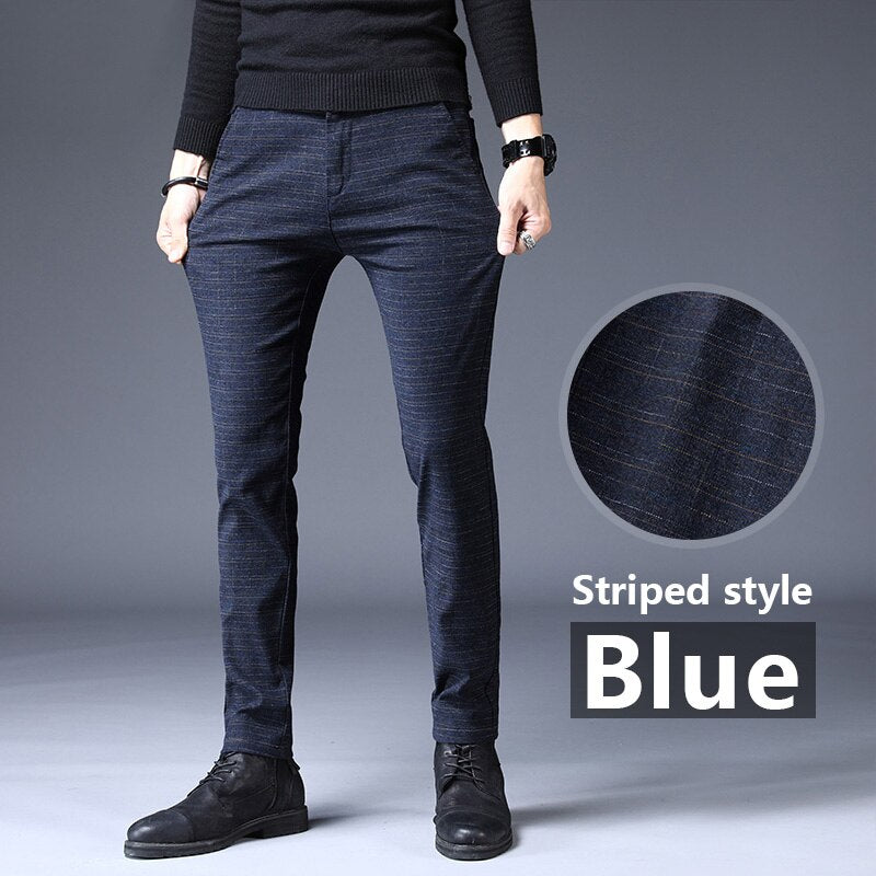 Men's Plaid Cotton Business Pants