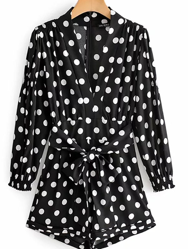 Chic Women's Polka Dot Short Romper/Jumpsuit