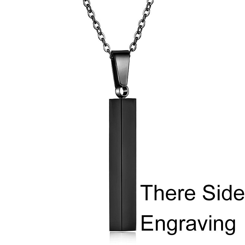 Personalisable Unisex Square Bar Custom Necklace - 3 Colors & Multi-sided Imprints