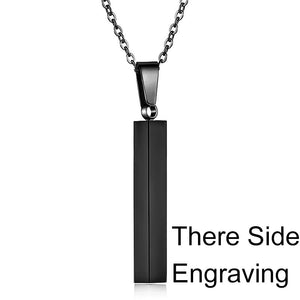 Personalisable Unisex Square Bar Custom Necklace - 3 Colors & Multi-sided Imprints