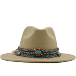 Load image into Gallery viewer, Wool Felt Fedora with Bohemian Tassel Strap - Men&#39;s Hat
