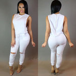 Load image into Gallery viewer, Women&#39;s Zipper Romper - Sexy Ripped Pant Jumpsuit
