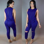 Load image into Gallery viewer, Women&#39;s Zipper Romper - Sexy Ripped Pant Jumpsuit
