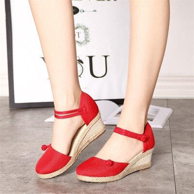 Fashionable Casual Linen Canvas Wedge