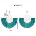 Load image into Gallery viewer, Fan Shaped Fashion Bohemian Big Tassel Drop Earrings w/ Hollow Gold Circle
